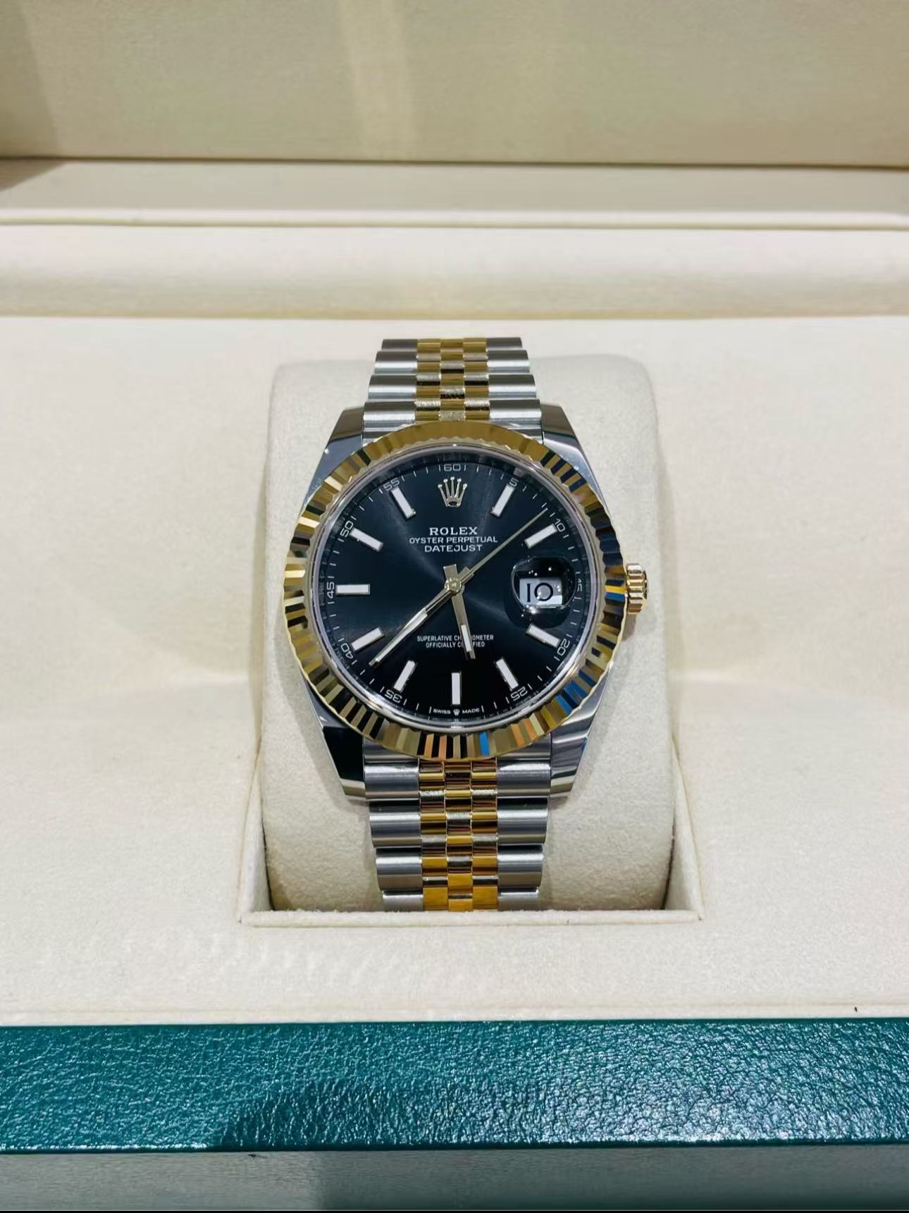 Rolex Datejust Black Dial Two Tone Super Clone Front
