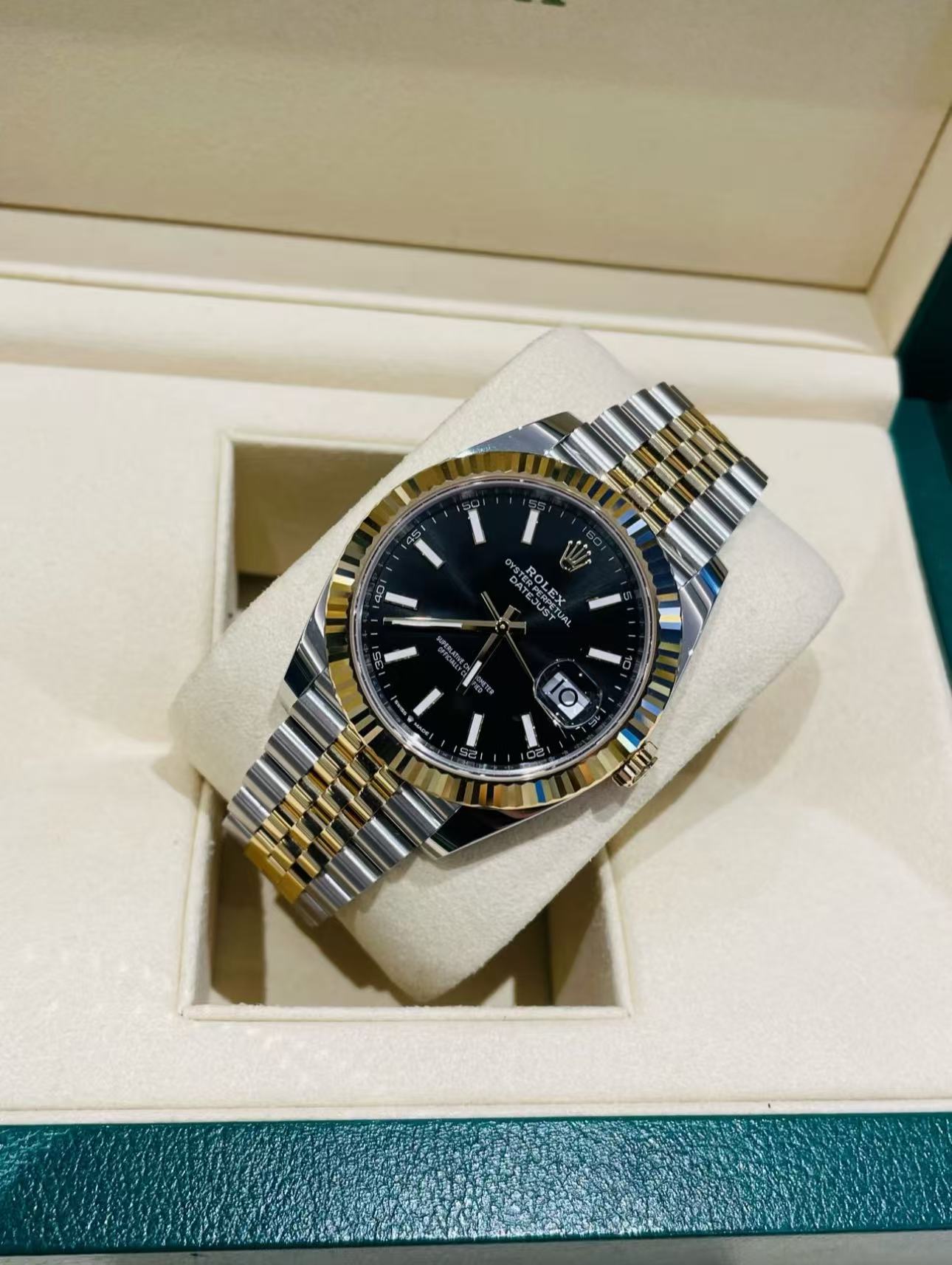 Rolex Datejust Black Dial Two Tone Super Clone Side